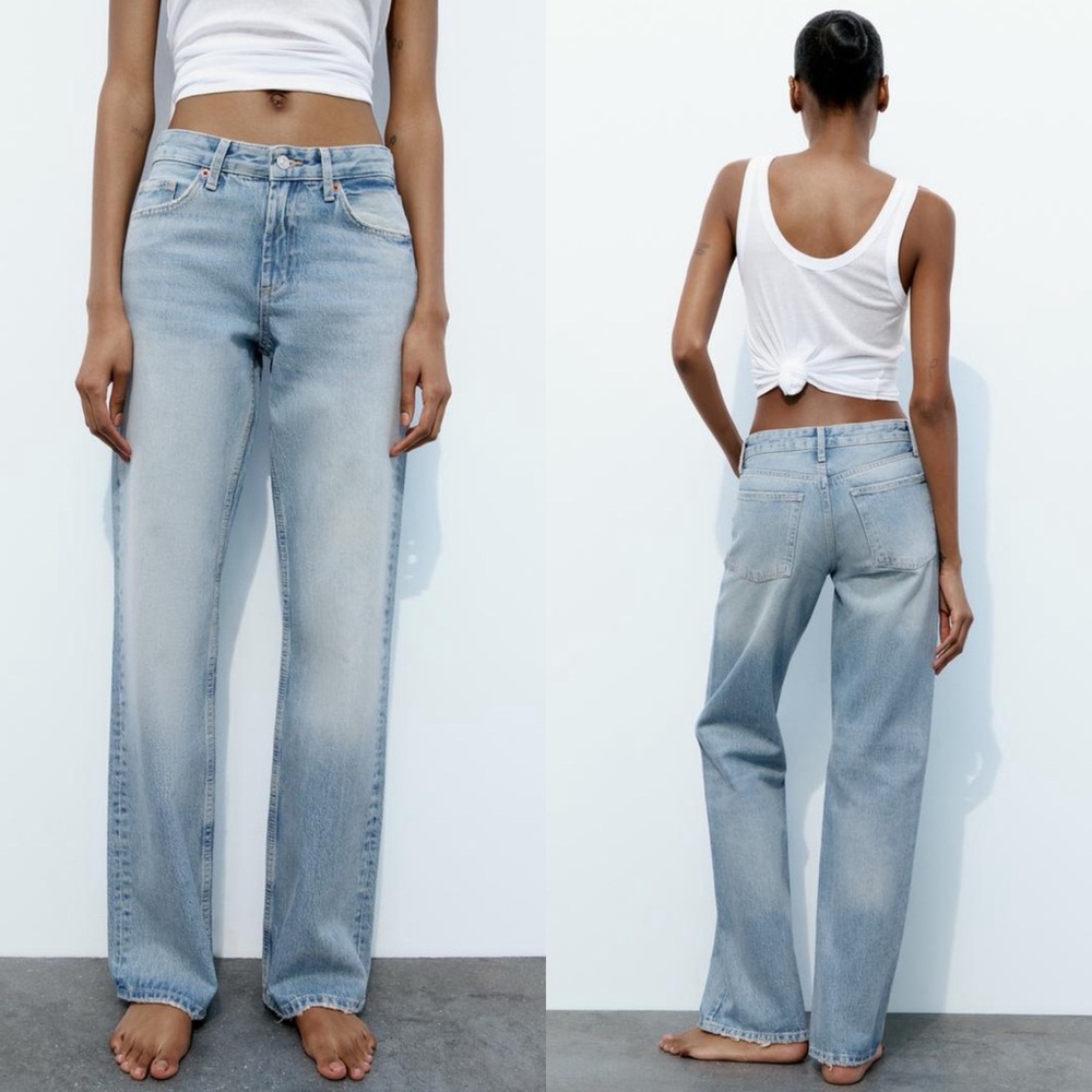 Zara FULL LENGTH TRF MID-RISE WIDE LEG JEANS Size 6 NEW